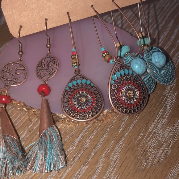 EMERY ROSE 3 Pair Bohemian WaterDrop Earrings - Picture 6 of 9